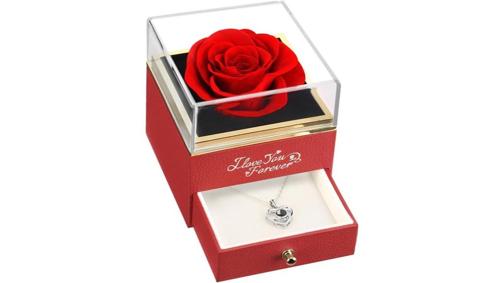 preserved rose necklace gift