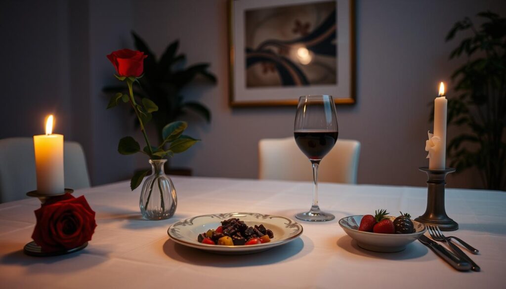 setting the mood for a romantic dinner at home