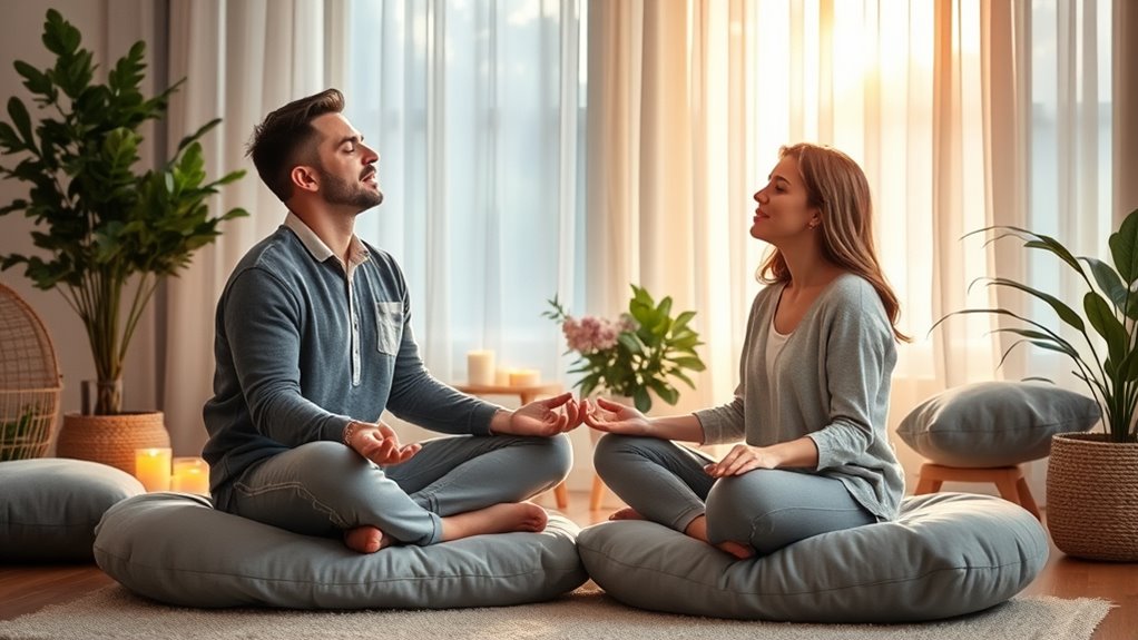 shared calming breathing practice