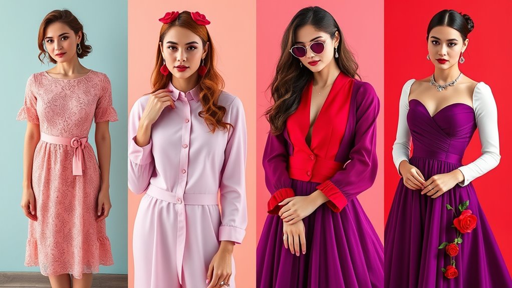 color coordinated romantic outfits