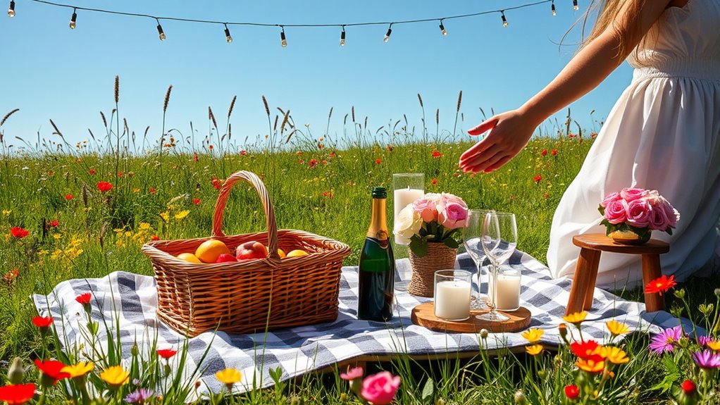 create romantic picnic atmosphere