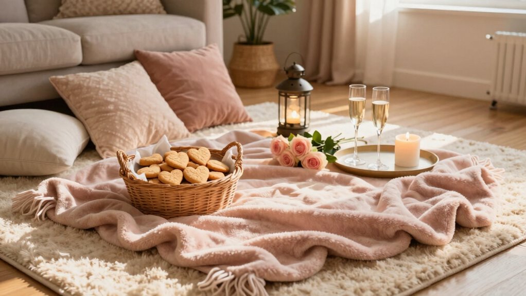cozy romantic indoor picnic