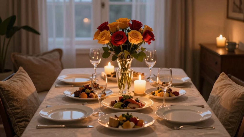romantic cozy dinner setup