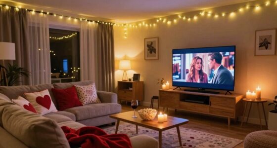 romantic movie night setup