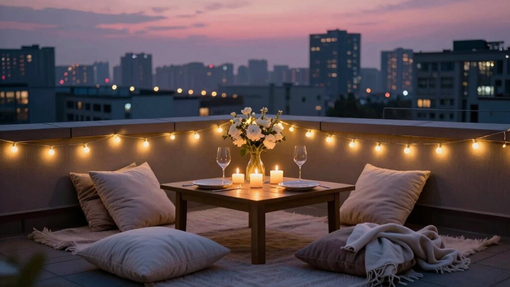 romantic outdoor dinner setup