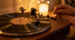 romantic record player night