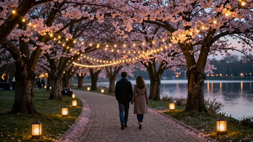 romantic scenic flower walk