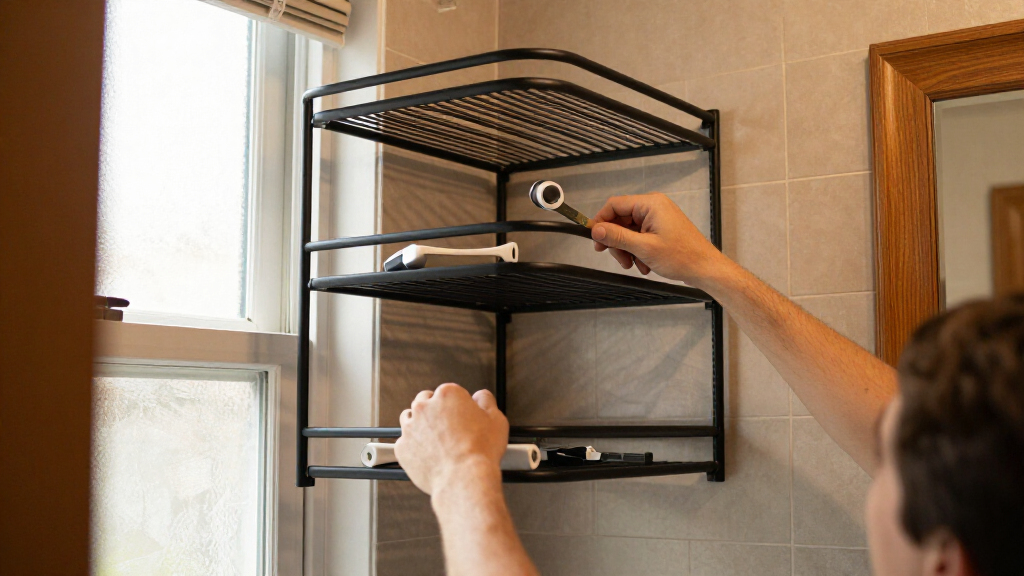 She Put A 5-Tier Shelf Behind Her Bathroom Door