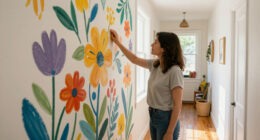 Her Sister Painted Flowers On Her Hallway Walls — Now It’s A Colorful Escape