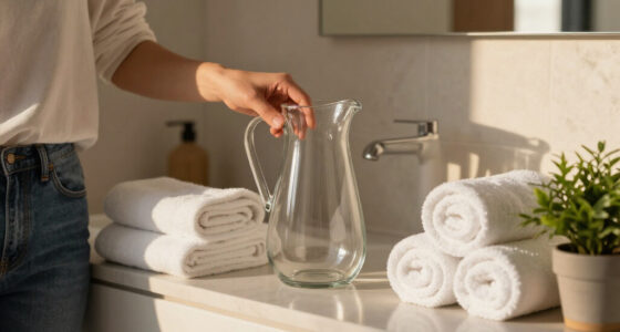 I Put A Glass Pitcher In My Bathroom, And It’s The Chicest Storage Trick