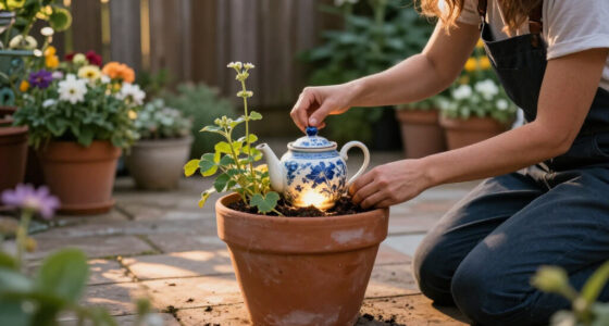 Gardener Turns An Old Teapot And Planter Into The Cutest Outdoor Light Feature
