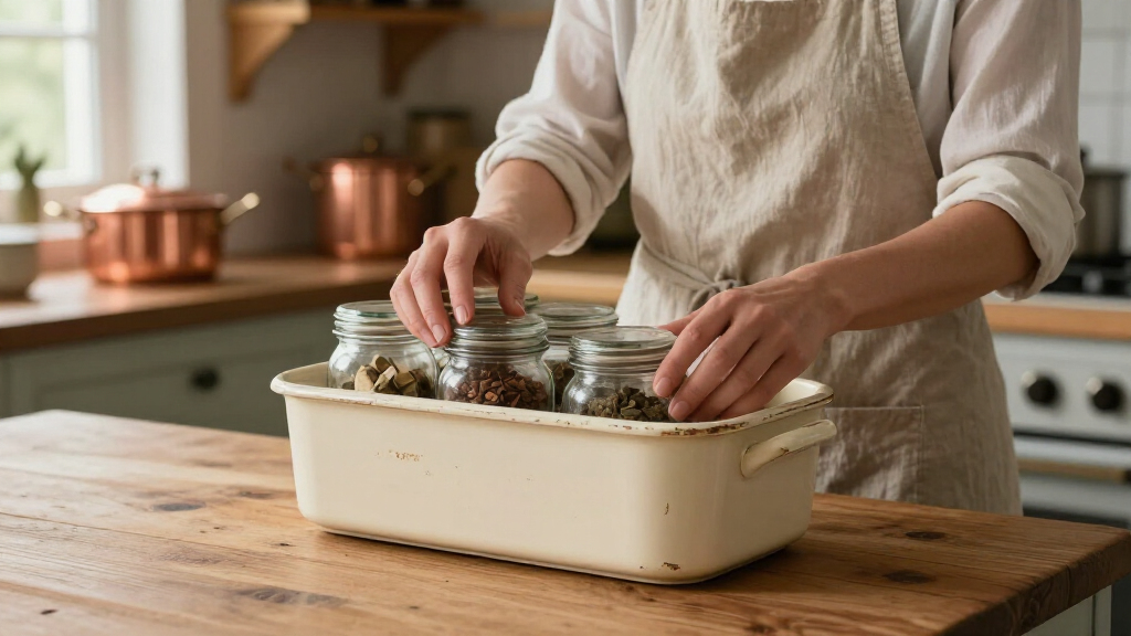 Repurpose A Casserole Holder Into A Spice Rack That Adds Vintage Charm