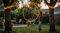 Say Goodbye To Pricey Outdoor Lights — Use A Hula Hoop To Brighten Your Yard