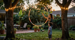 Say Goodbye To Pricey Outdoor Lights — Use A Hula Hoop To Brighten Your Yard