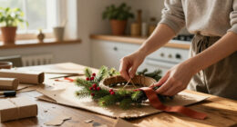 She Transforms Cardboard Trash Into A Mini Wreath With Rustic Charm