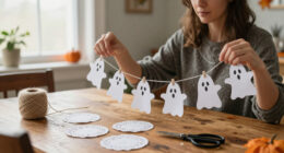 Turn Paper Doilies Into A Dainty Ghost Garland With Vintage Charm