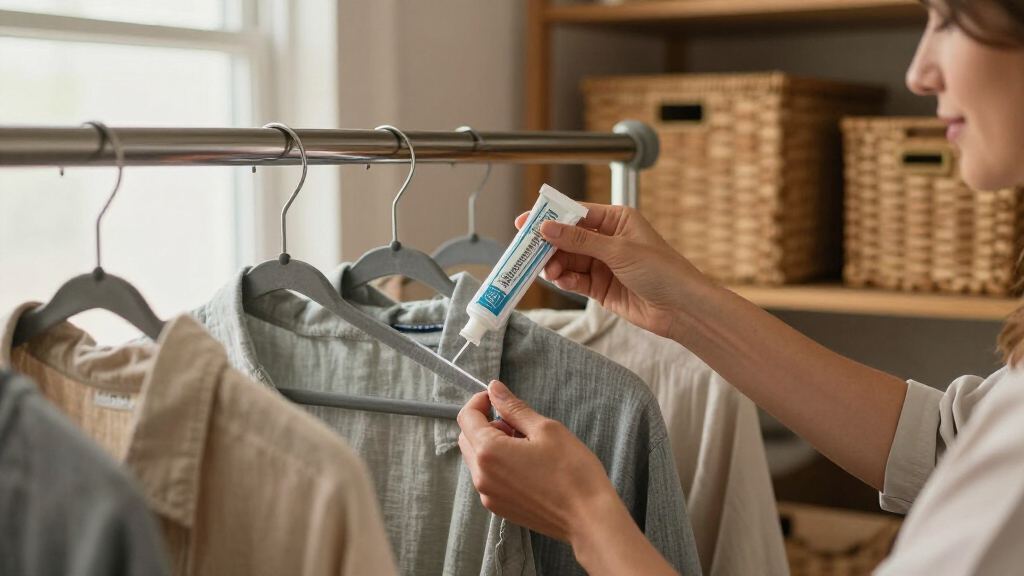 Use An Empty Toothpaste Tube To Double Your Closet Hanging Space